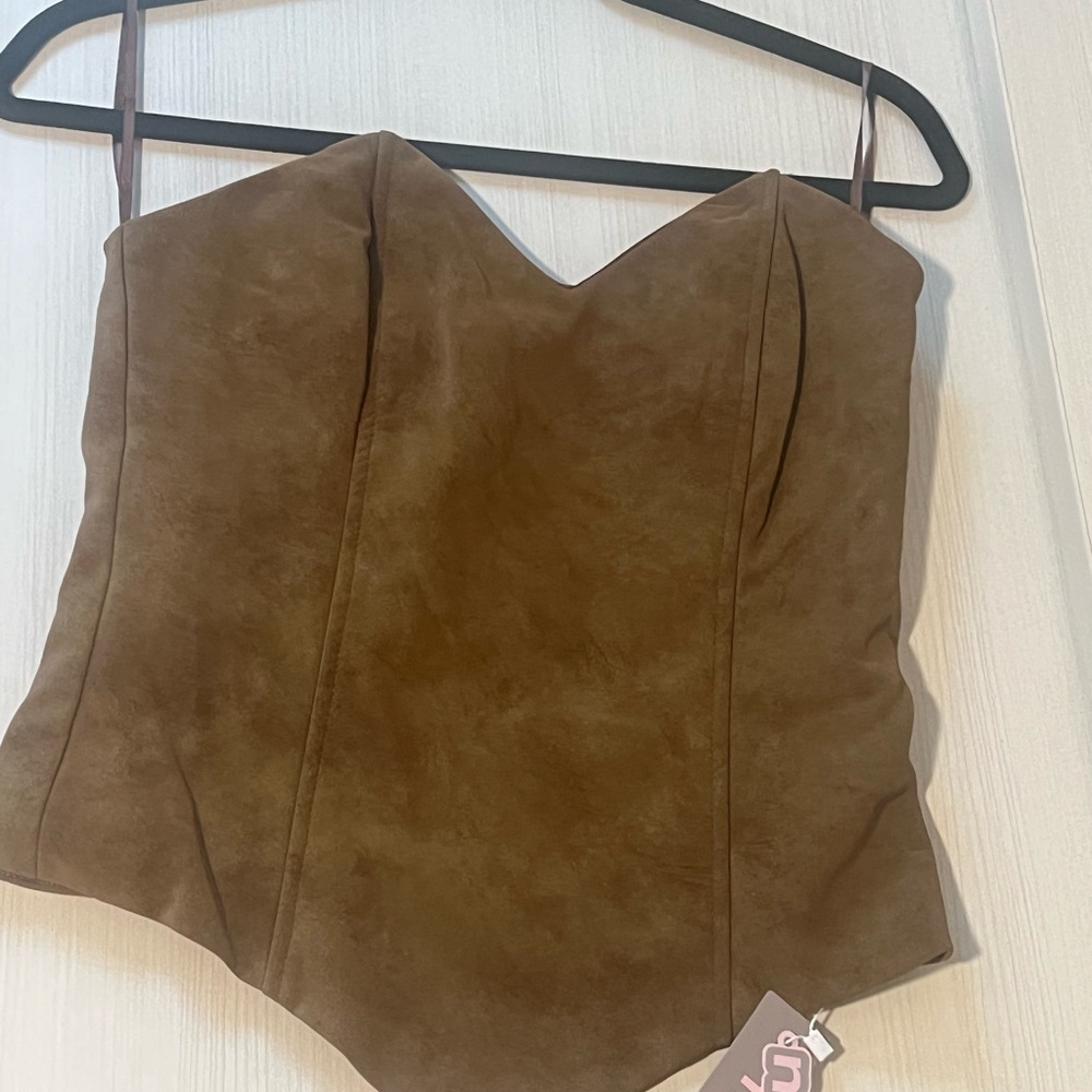 Missguided Brown Suede Women's Top XS NWT - Picture 3 of 9